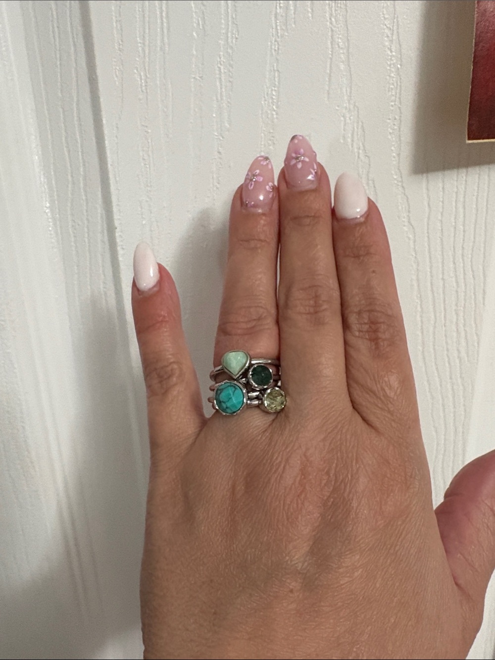Sterling Silver Stackable Gemstone Rings - Turquoise & Green